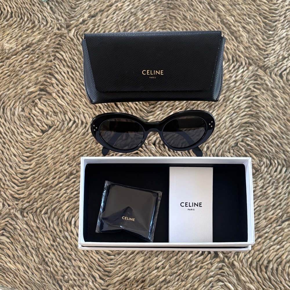 Celine Black Oval Sunglasses with Branded Case